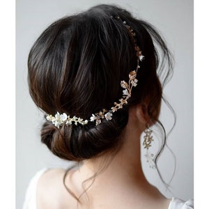 Wedding Headband, Bridal Headpiece, Gold wedding hair accessories, Wedding Crown, Wedding Tiara with gold branches, Boho Wedding