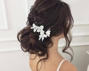 Floral Wedding Hairpiece, Bridal Hair Accessories, Bridal Hairpins, Wedding Hair Comb with Flowers, Bridal Flower Pins, Wedding Headpiece