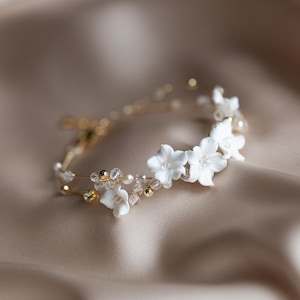 Bracelet for Bride Gift, Floral Wedding Bracelet,  Boho Bridal Bracelet, Wedding Bracelet, Unique Wedding Jewellery for Brides