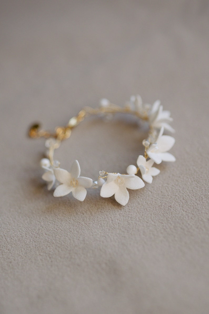 Flowers Bracelet for Gift, Delicate Wedding Bracelet, Bridal Bracelet for Bride, Boho Wedding Jewelry, Wedding Bracelet image 3