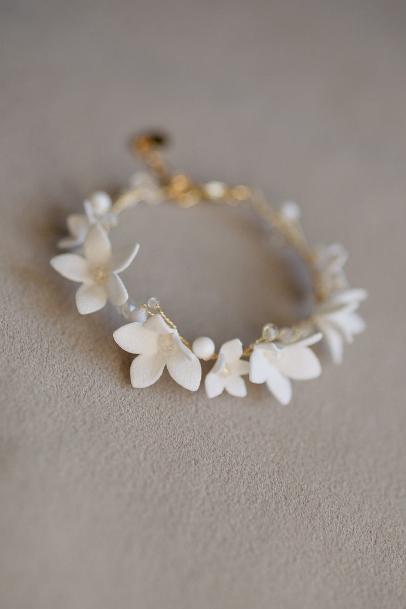 Flowers Bracelet for Gift, Delicate Wedding Bracelet, Bridal Bracelet for Bride, Boho Wedding Jewelry, Wedding Bracelet image 10