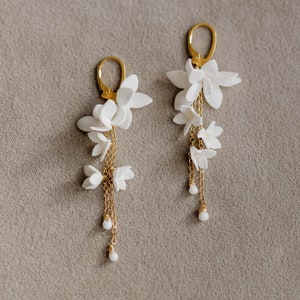 Flower Earrings, Statement Earrings, Boho Bridal Accessories, Boho Bridal Earrings, Bridal Earrings, Wedding Jewelry image 4