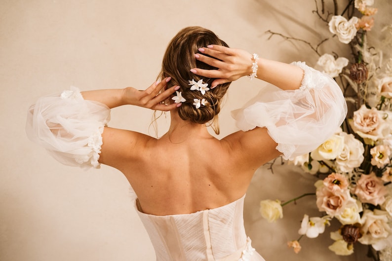 Épingles à cheveux de mariage, accessoires de cheveux de mariée, épingles à cheveux de mariée, peigne à cheveux de mariage avec fleurs image 5