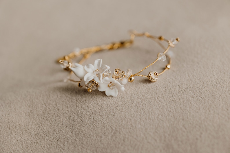 Delicate Wedding Bracelet, Bridal Bracelet for Bride, Boho Wedding Jewelry, Flowers Bracelet for Gift, Wedding Bracelet image 3