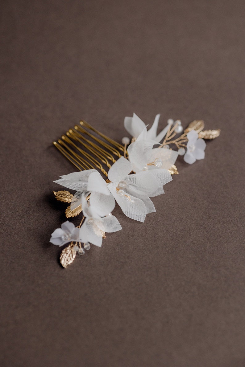 Wedding Hair Comb with Silk Flowers, Bridal Hair Accessories, Flowers Wedding Hair piece, Wedding Hair Flowers, Bridal Headpiece image 7