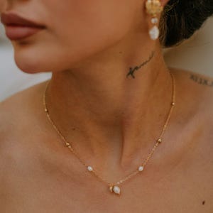 Pearl Chain Necklace, Wedding Necklace, Freshwater Pearl Necklace, Wedding Jewelry, Bridal Necklace Gifts for Women, Bride Gift