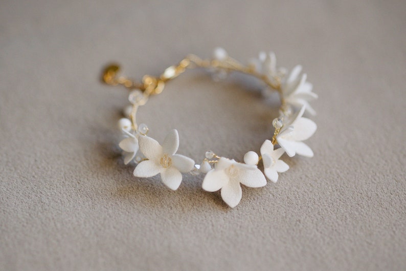 Flowers Bracelet for Gift, Delicate Wedding Bracelet, Bridal Bracelet for Bride, Boho Wedding Jewelry, Wedding Bracelet image 9
