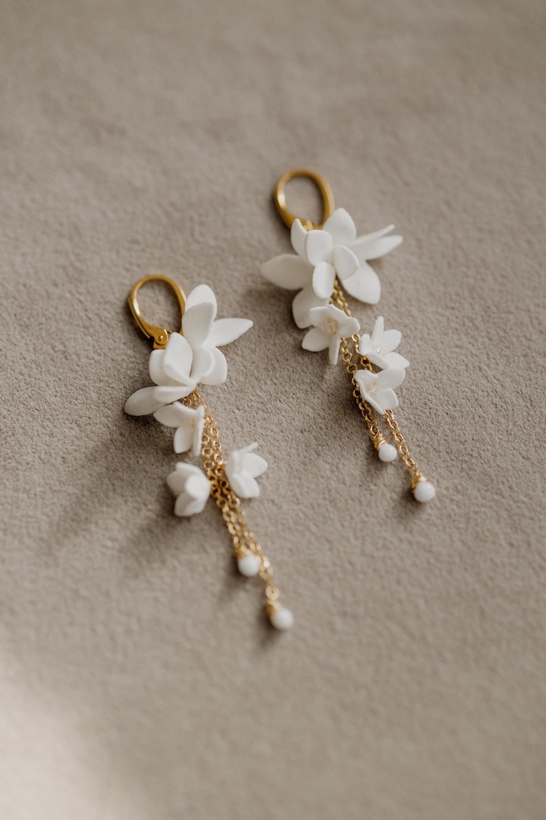 Flower Earrings, Statement Earrings, Boho Bridal Accessories, Boho Bridal Earrings, Bridal Earrings, Wedding Jewelry image 2