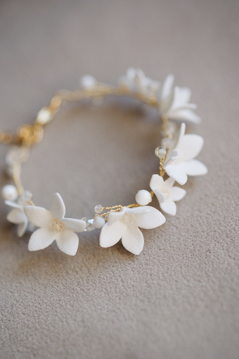 Flowers Bracelet for Gift, Delicate Wedding Bracelet, Bridal Bracelet for Bride, Boho Wedding Jewelry, Wedding Bracelet image 8