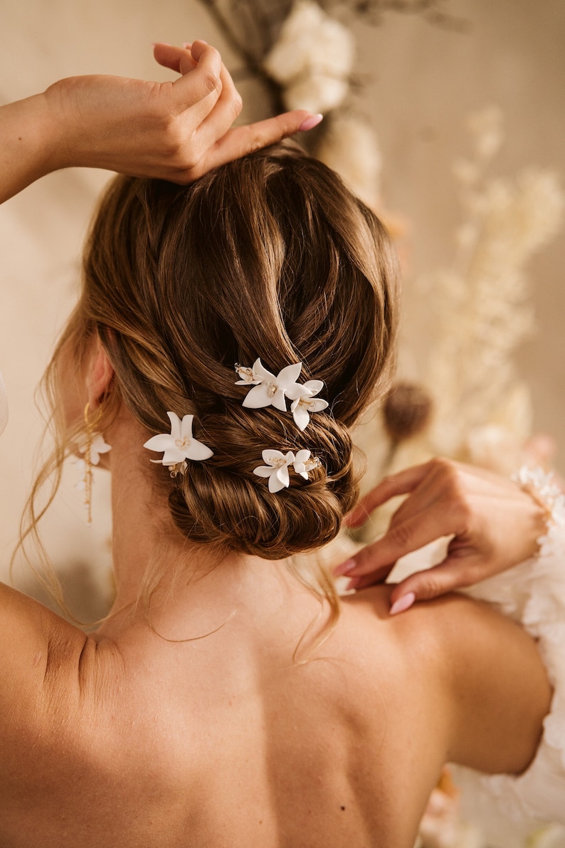 Horquillas de boda, accesorios para el cabello de novia, horquillas de novia, peine de pelo de boda con flores, alfileres de flores de novia imagen 1