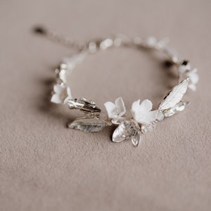 Bracelet de mariée feuille, bracelet de mariage fleurs, bijoux de mariage Boho, bracelet délicat pour cadeau, bracelet de mariée Boho image 5