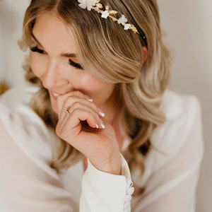 Flowers Wedding Crown, Gold wedding hair accessories, Bridal Halo, Flowers Bridal Headpiece, Wedding Hair piece, Flowers Headband image 3