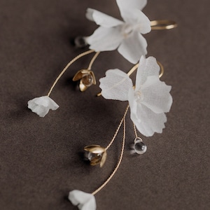 Silk Flowers Earrings, Long Earrings, Bridal Earrings, Statement Earrings, Boho Bridal Accessories, Boho Bridal Earrings, Silk Jewelry