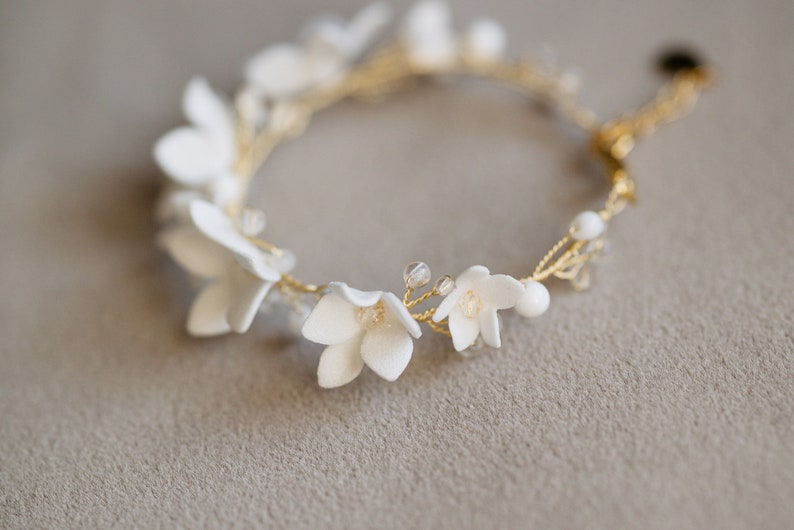 Flowers Bracelet for Gift, Delicate Wedding Bracelet, Bridal Bracelet for Bride, Boho Wedding Jewelry, Wedding Bracelet image 7