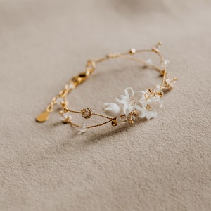 Delicate Wedding Bracelet, Bridal Bracelet for Bride, Boho Wedding Jewelry, Flowers Bracelet for Gift, Wedding Bracelet image 2