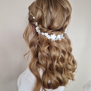 Wedding Flowers Headband, Gold wedding hair accessories, Flowers Bridal Headpiece, Wedding Hair piece, Bridal Halo, Wedding Crown image 5