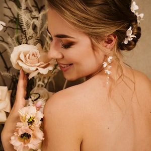 Flower Earrings, Statement Earrings, Boho Bridal Accessories, Boho Bridal Earrings, Bridal Earrings, Wedding Jewelry image 7