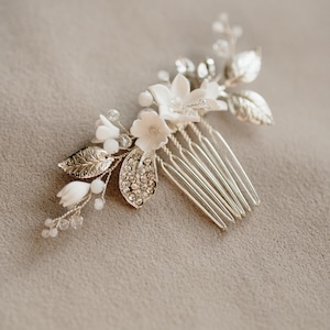 Wedding Floral Hair Comb, Rustic Hair Comb, Flowers Wedding Hair piece, Wedding Hair Flowers, Bridal Headpiece, Silver Hair Comb image 10