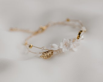 Bridal Bracelet for Bride, Boho Wedding Jewelry, Flowers Bracelet for Gift, Wedding Bracelet with flowers, Wedding Bracelet