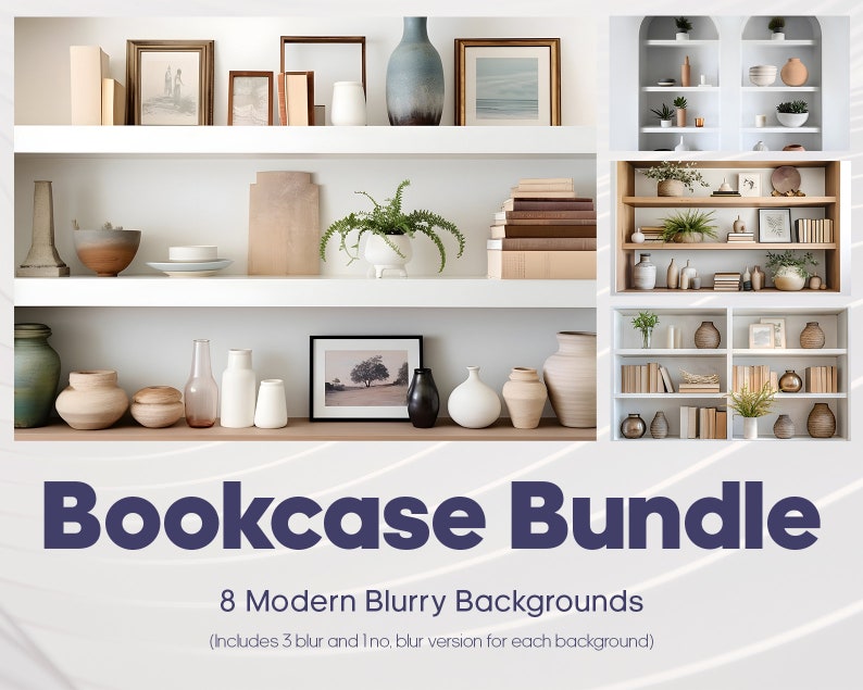 Bookcase Zoom Background BUNDLE 8 Backgrounds With 3 Blur Etsy