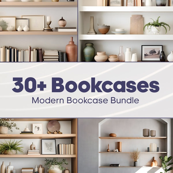 Zoom Background Bookshelf BUNDLE | Minimalist Cozy | Virtual Office | Office Meeting | Modern Backdrop | Virtual Home Office | 30+ Bookcases