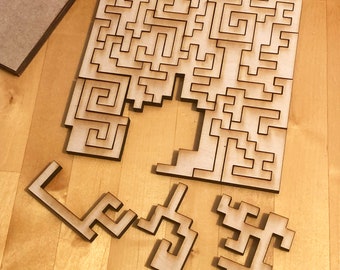 2 modelli di puzzle pixel da scaricare immediatamente per il taglio laser e Glowforge