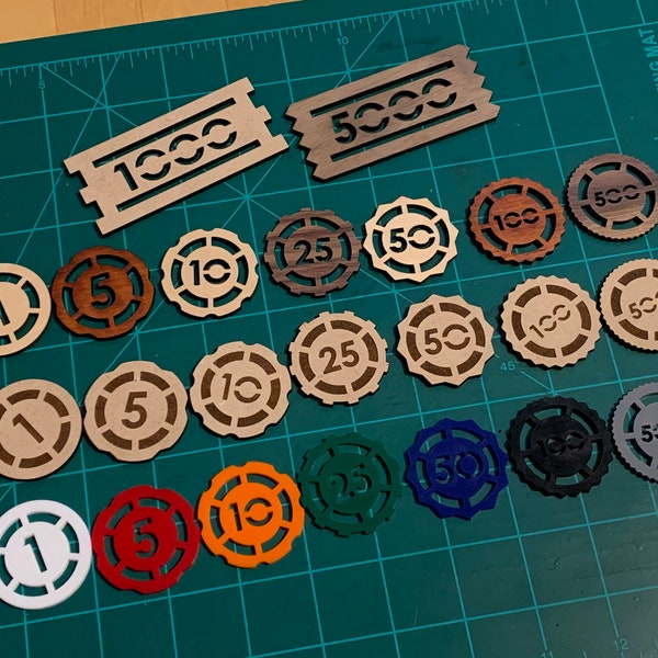 Tactile Poker Chips Instant Digital Download template for laser cutting and Glowforge