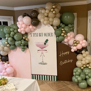 A Tini Bit Older, 4&#39;X7&#39; Arch Design, Martini and Olive, Digital Download Photo Booth, Chiara, Martini Theme Birthday Decorations, Pink Green