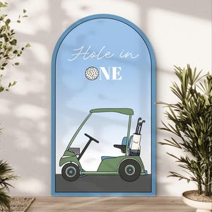 Hole in One, projekt łuku 4'X7' na pierwsze urodziny, motyw golfowy, projekt cyfrowy do wydrukowania przez kupującego, naklejka urodzinowa, pierwsze urodziny