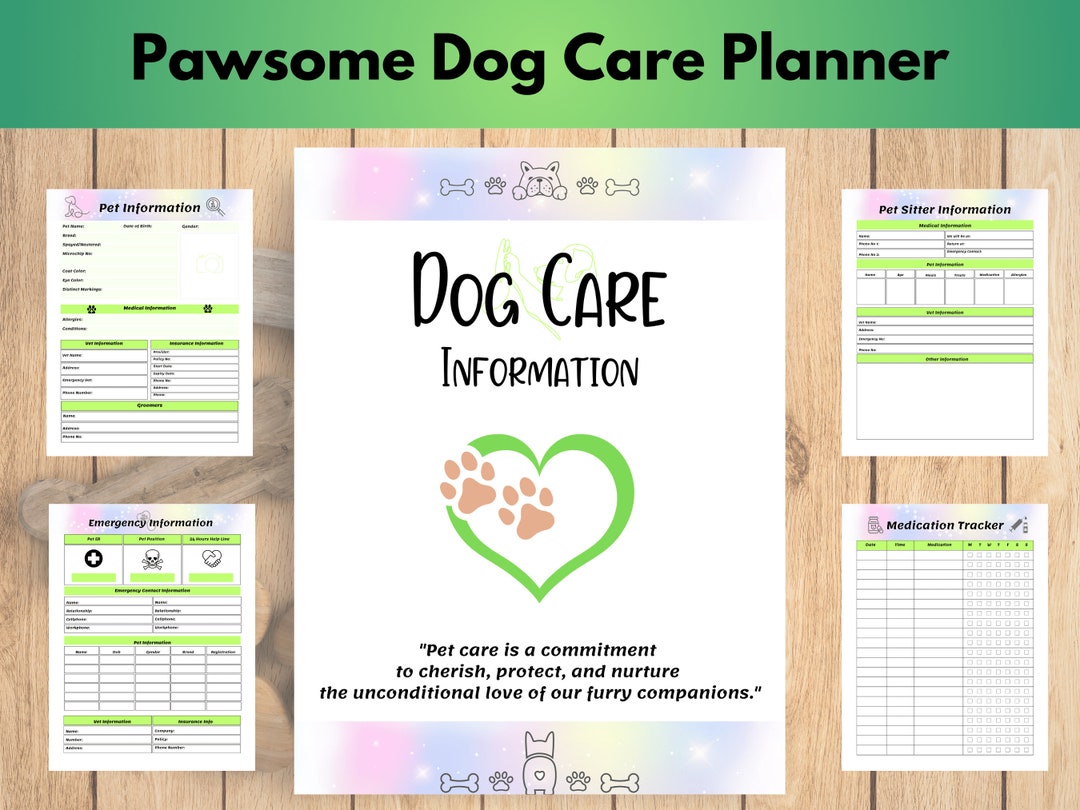 Dog Care Planner, Printable Puppy Planner,dog Lover Gift, Pet Health ...