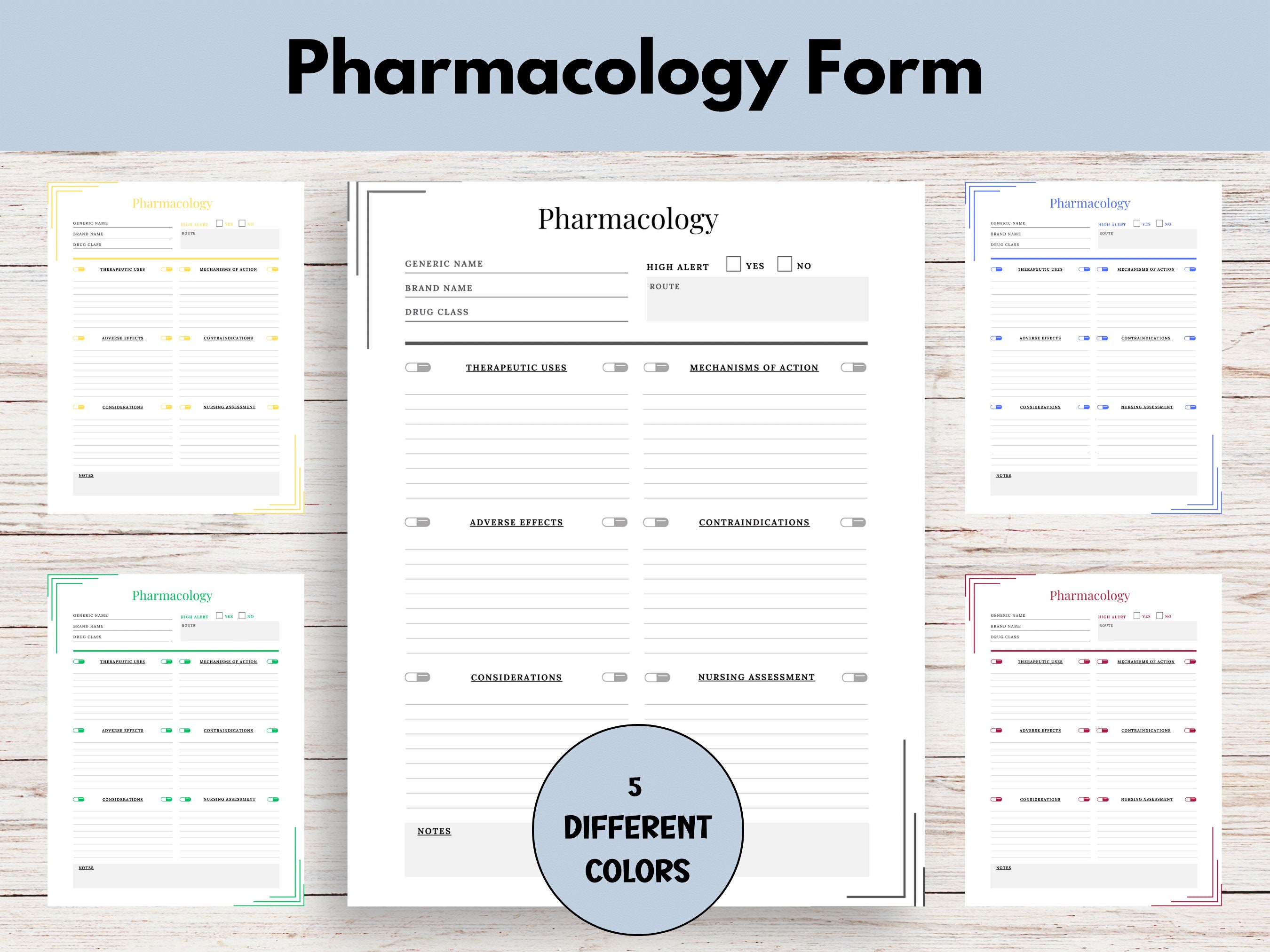 Pharmacology Template Nursing Study Form Drug Card Template - Etsy