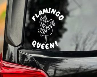 Flamingo Queen Muffin decal / pegatina para carro / stickers the grannies / DECAL WHITE