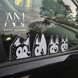 Set of 4 Family blue vinyl decal, bumper sticker, waterproof vinyl COLOR WHITE