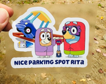 Nice Parking, bumper sticker, vinyl white