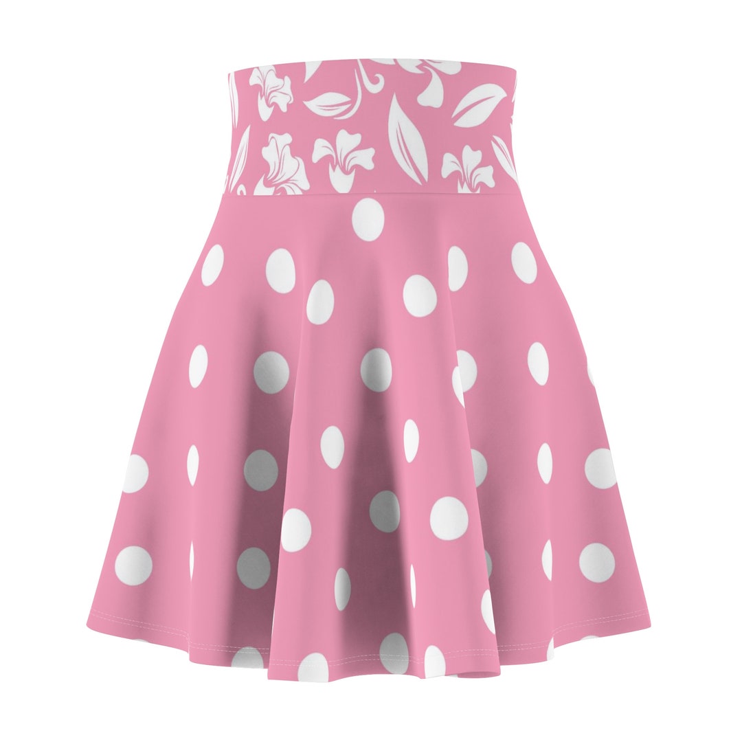 Women's Skater Skirt Pink Polka Dot Skirt Pink Skirts Etsy