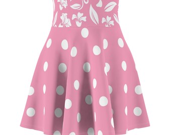 Women's Skater Skirt, Pink Polka Dot Skirt, Pink Skirts, Short Skirts, Women's Skirts, Gift for Her,