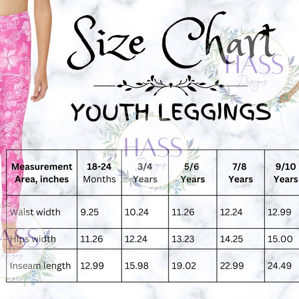 Leggings Size Chart Etsy