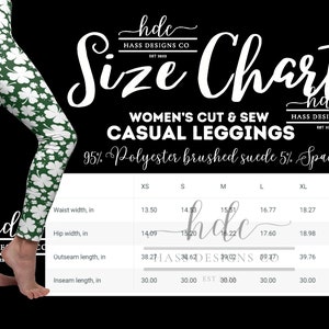 Buy Printify Women Leggings Size Chart, Women's Cut & Sew Casual Leggings,  Downloadable, Printable, Womens Size Chart Online in India 
