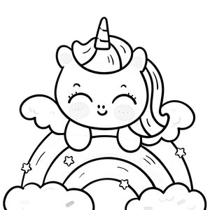 5 Unicorn Coloring Pages, Unicorn Coloring, Unicorn Coloring Sheets, Coloring for kids, Digital, Instant Download