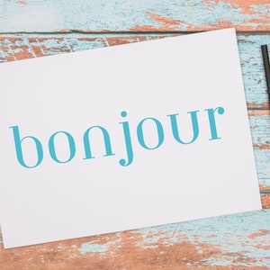 Bonjour Notecard Set: Printable French Hello Card (Digital Download)