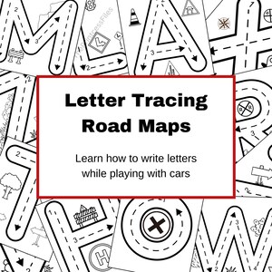 Road Writing Printable Letter Tracing Maps, Learning While Playing, Letter Roads ...