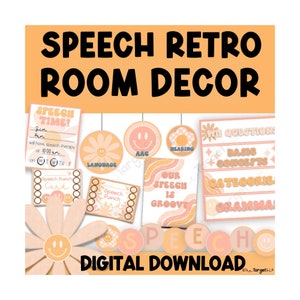 Decoración retro/maravillosa de logopedia para sala de logopedia: carteles de pared, carteles, decoración de techo, tarjetas perforadas, etiquetas de habitación