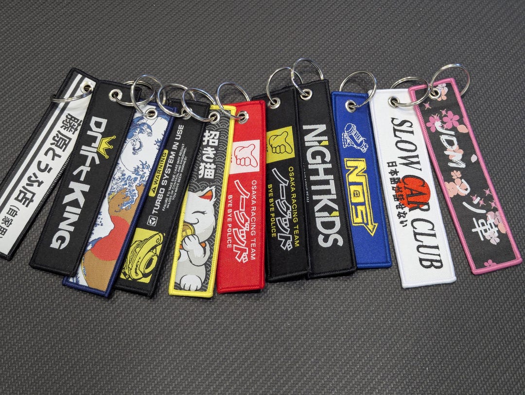 JDM Embroidered Jet Tags Keychains Racing JDM Keychain Jet Tag