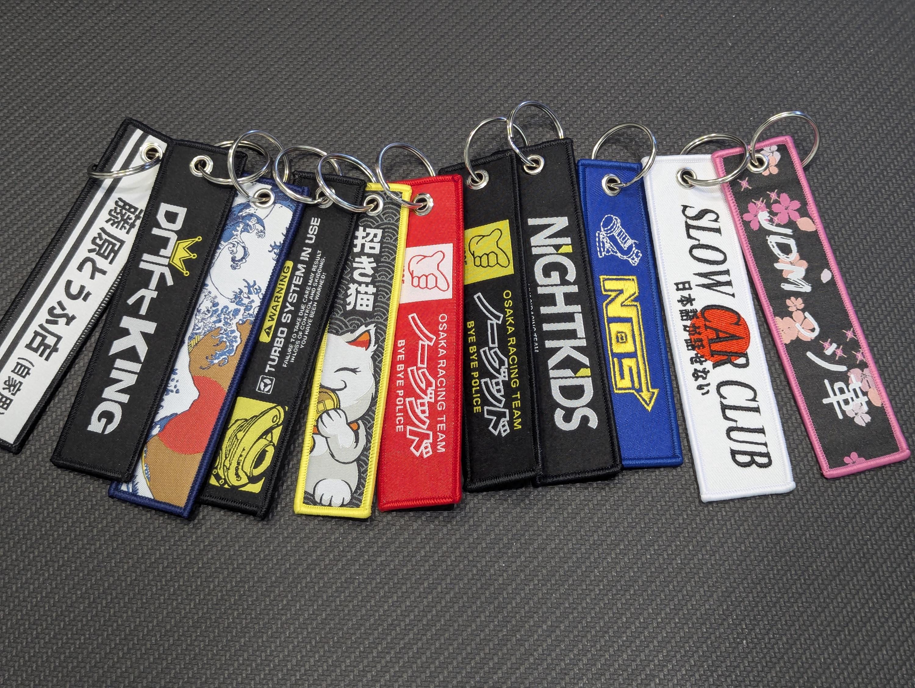 JDM Embroidered Jet Tags Keychains - Racing JDM Keychain Jet Tag