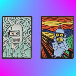 Futurama Bender Stylized Painting Enamel Pins - Futurama Enamel Pins