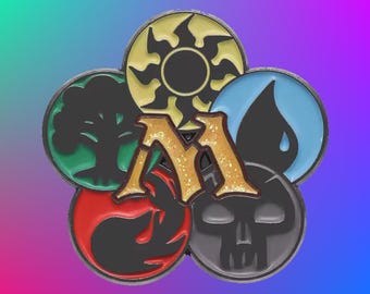 Magic the Gathering Colors Mana pin - White Blue Black Red Green WUBRG MTG Enamel Pin