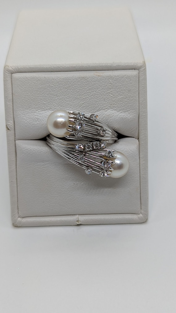 14K White Gold Pearl & .40ct ring