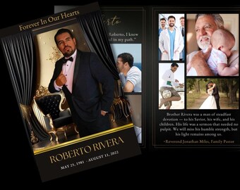 Golden Throne Funeral Program for Husband, Grandpa, Brother, or Dad | Editable Canva (Instant Download)