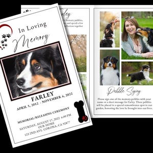 Furry Friend Pet Dog Funeral Program Template | Editable Canva (Instant Download)