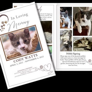 愛猫の葬儀プログラムテンプレート｜編集可能なCanva（即時ダウンロード）